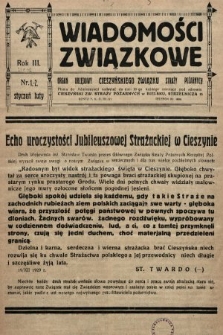 Wiadomości Związkowe : organ urzędowy Cieszyńskiego Związku Straży Pożarnych. 1930, nr 1-2