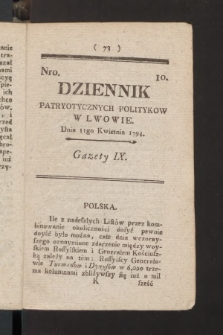 Dziennik Patryotycznych Politykow we Lwowie. 1794, nr  10