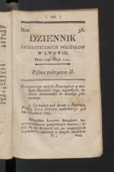 Dziennik Patryotycznych Politykow we Lwowie. 1794, nr  36