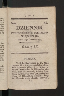 Dziennik Patryotycznych Politykow we Lwowie. 1794, nr  66