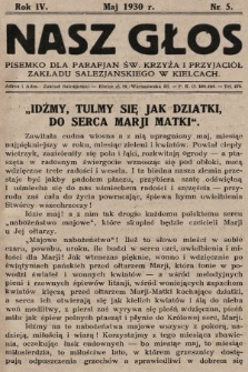 Nasz Głos : pisemko dla parafjan Św. Krzyża i przyjaciół Zakładu Salezjańskiego w Kielcach. 1930, nr 5