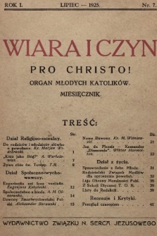 Wiara i Czyn : organ młodych katolików. 1925, nr 7