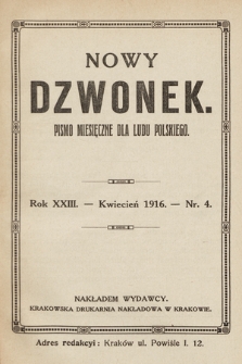 Nowy Dzwonek : pismo miesięczne dla ludu polskiego. 1916, nr 4