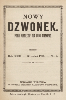 Nowy Dzwonek : pismo miesięczne dla ludu polskiego. 1916, nr 9