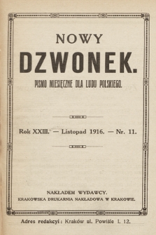 Nowy Dzwonek : pismo miesięczne dla ludu polskiego. 1916, nr 11