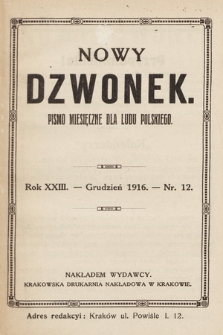 Nowy Dzwonek : pismo miesięczne dla ludu polskiego. 1916, nr 12