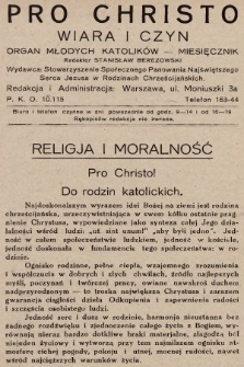 Pro Christo : wiara i czyn : organ młodych katolików. 1928, nr 6