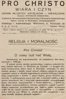 Pro Christo : wiara i czyn : organ młodych katolików. 1928, nr 8