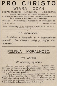 Pro Christo : wiara i czyn : organ młodych katolików. 1928, nr 12