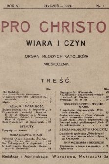 Pro Christo : wiara i czyn : organ młodych katolików. 1929, spis rzeczy