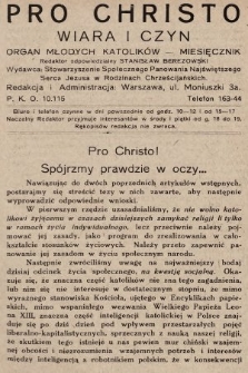 Pro Christo : wiara i czyn : organ młodych katolików. 1929, nr 2