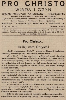 Pro Christo : wiara i czyn : organ młodych katolików. 1929, nr 6