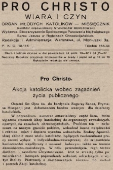 Pro Christo : wiara i czyn : organ młodych katolików. 1930, nr 3