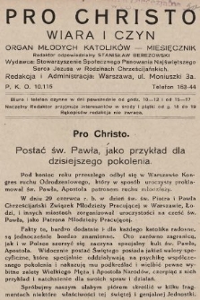 Pro Christo : wiara i czyn : organ młodych katolików. 1930, nr 8