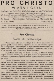 Pro Christo : wiara i czyn : organ młodych katolików. 1930, nr 9