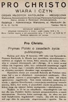 Pro Christo : wiara i czyn : organ młodych katolików. 1932, nr 6