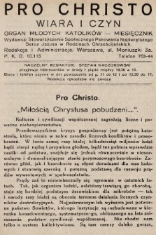 Pro Christo : wiara i czyn : organ młodych katolików. 1932, nr 8