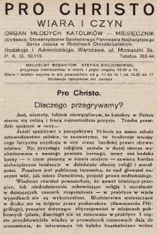 Pro Christo : wiara i czyn : organ młodych katolików. 1932, nr 9