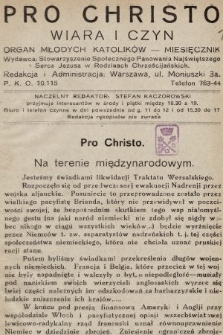 Pro Christo : wiara i czyn : organ młodych katolików. 1933, nr 1