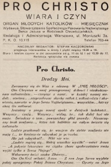 Pro Christo : wiara i czyn : organ młodych katolików. 1933, nr 7