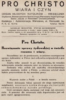 Pro Christo : wiara i czyn : organ młodych katolików. 1933, nr 9