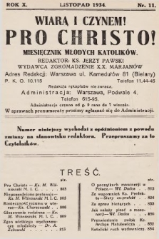 Pro Christo! : wiarą i czynem! : miesięcznik młodych katolików. 1934, nr 11
