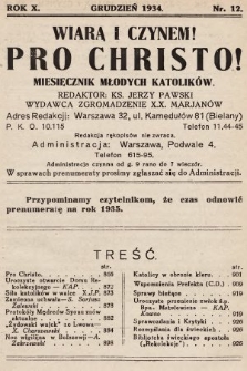 Pro Christo! : wiarą i czynem! : miesięcznik młodych katolików. 1934, nr 12