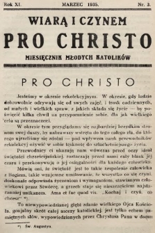 Pro Christo! : wiarą i czynem! : miesięcznik młodych katolików. 1935, nr 3