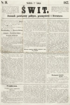 Świt : dziennik poświęcony polityce, przemysłowi i literaturze. 1857, nr 26