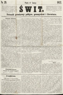 Świt : dziennik poświęcony polityce, przemysłowi i literaturze. 1857, nr 29