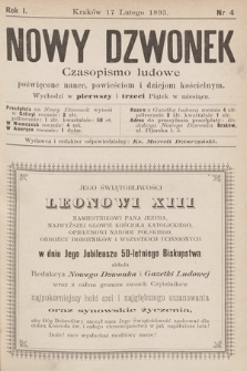 Nowy Dzwonek : czasopismo ludowe poświęcone nauce, powieściom i dziejom kościelnym. 1893, nr 4