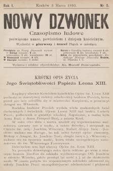 Nowy Dzwonek : czasopismo ludowe poświęcone nauce, powieściom i dziejom kościelnym. 1893, nr 5