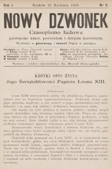 Nowy Dzwonek : czasopismo ludowe poświęcone nauce, powieściom i dziejom kościelnym. 1893, nr 8