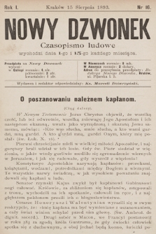 Nowy Dzwonek : czasopismo ludowe. 1893, nr 16