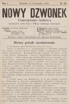 Nowy Dzwonek : czasopismo ludowe. 1893, nr 22