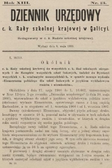 Dziennik Urzędowy c. k. Rady szkolnej krajowej w Galicyi. 1909, nr 13