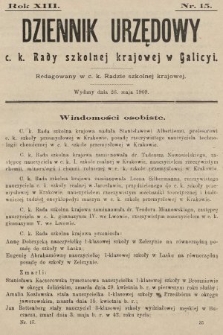 Dziennik Urzędowy c. k. Rady szkolnej krajowej w Galicyi. 1909, nr 15