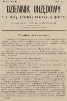 Dziennik Urzędowy c. k. Rady szkolnej krajowej w Galicyi. 1909, nr 17