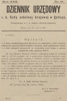 Dziennik Urzędowy c. k. Rady szkolnej krajowej w Galicyi. 1909, nr 18