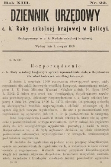 Dziennik Urzędowy c. k. Rady szkolnej krajowej w Galicyi. 1909, nr 22