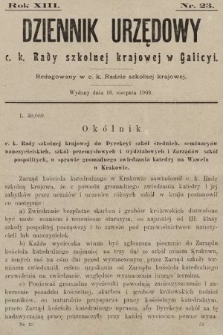 Dziennik Urzędowy c. k. Rady szkolnej krajowej w Galicyi. 1909, nr 23
