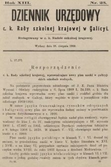 Dziennik Urzędowy c. k. Rady szkolnej krajowej w Galicyi. 1909, nr 25