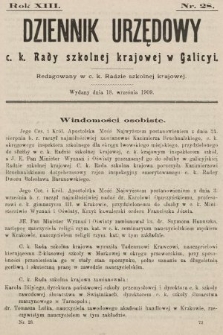 Dziennik Urzędowy c. k. Rady szkolnej krajowej w Galicyi. 1909, nr 28