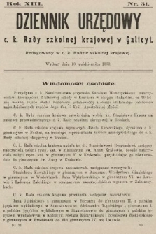 Dziennik Urzędowy c. k. Rady szkolnej krajowej w Galicyi. 1909, nr 31