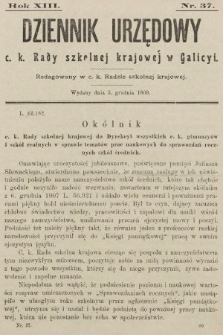 Dziennik Urzędowy c. k. Rady szkolnej krajowej w Galicyi. 1909, nr 37