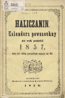 Haliczanin : kalendarz powszechny na Rok Pański 1857