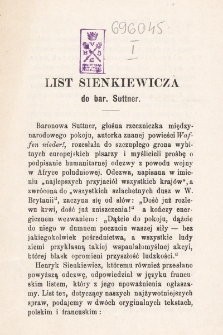 List Sienkiewicza do bar. Suttner