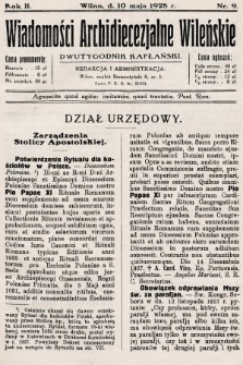Wiadomości Archidiecezjalne Wileńskie : dwutygodnik kapłański. 1928, nr 9