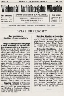 Wiadomości Archidiecezjalne Wileńskie : dwutygodnik kapłański. 1928, nr 23