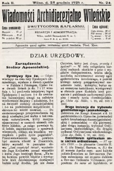 Wiadomości Archidiecezjalne Wileńskie : dwutygodnik kapłański. 1928, nr 24